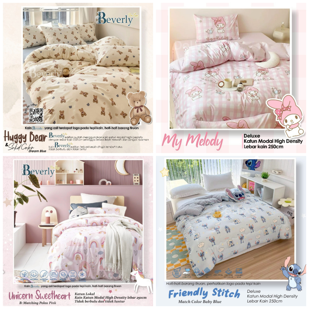Bedcover set sprei anak bahan katun beverly selimuut