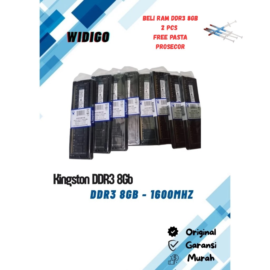 RAM DDR4/DDR3 8GB KINGSTON 1600MHz PC12800 – Cocok untuk Intel/AMD |RAM Komputer PC Murah