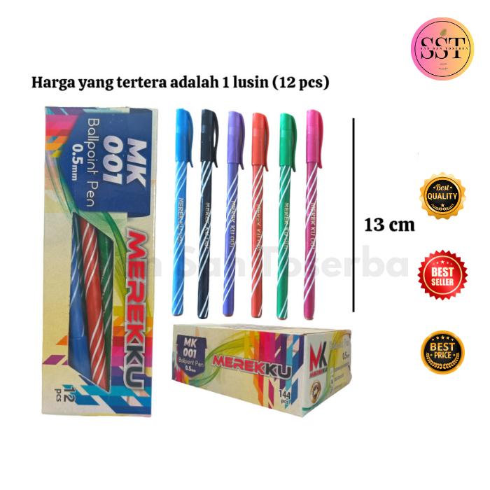 

[SST] Bolpen Pulpen Pena Ballpen Spiral Harga Kotakan Lusinan MEREKKU Hitam