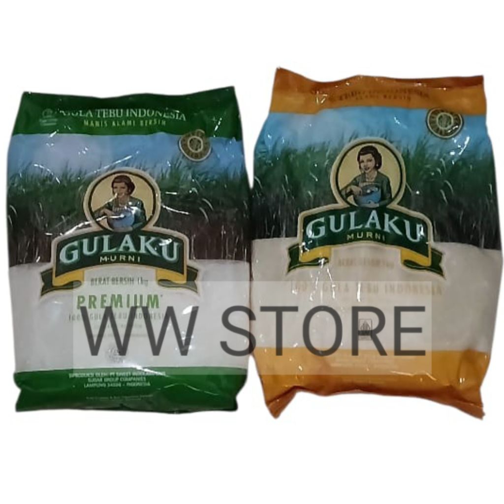 

100% gula tebu pasir kristal putih halal Indonesia GULAKU MURNI Manis Alami Bersih Premium 1kg