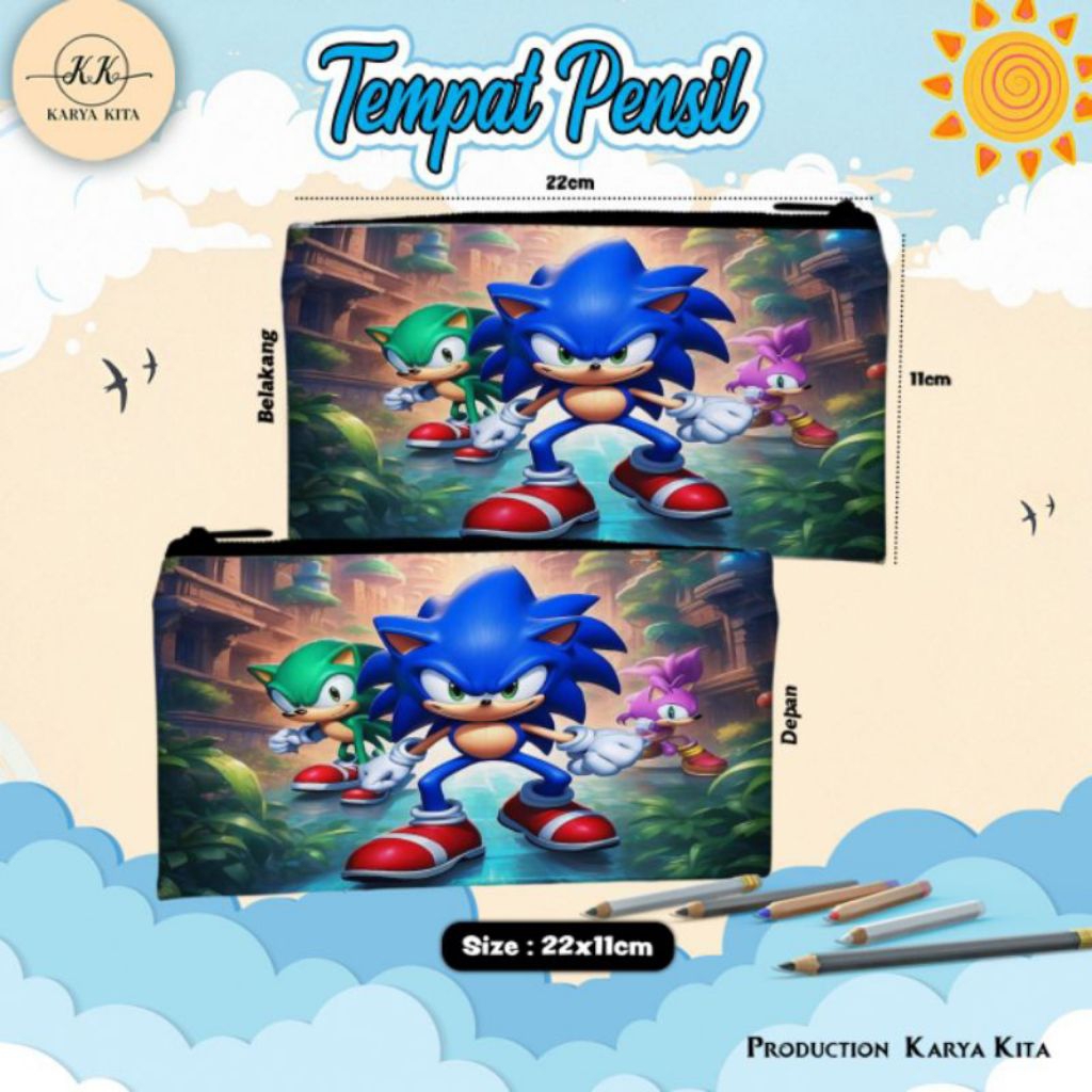 

Pencil Case Karakter Sonic 02 | Samba kids Pencil case premium Laki laki Alat Pencil Terlaris