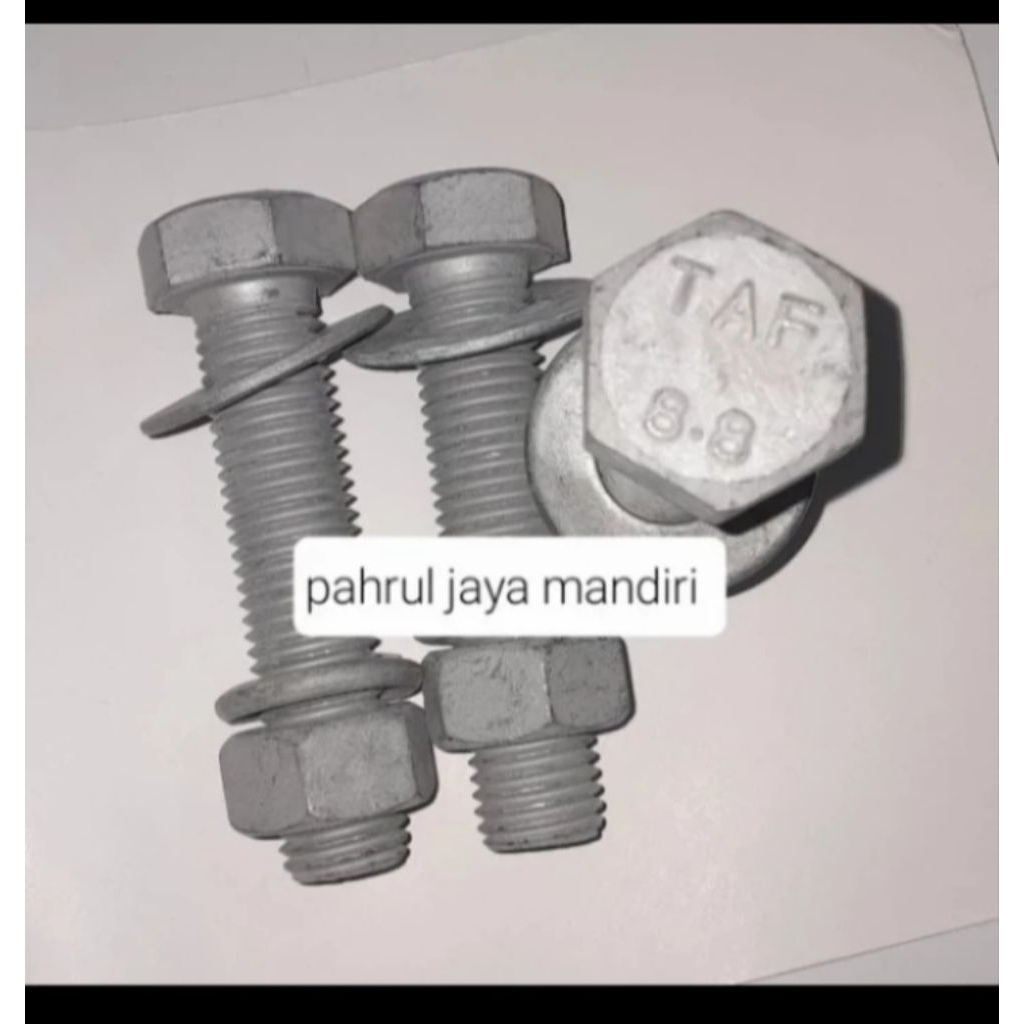 Baut Mur Baja 8.8 Hotdip Galvanis m12 x 30 mm