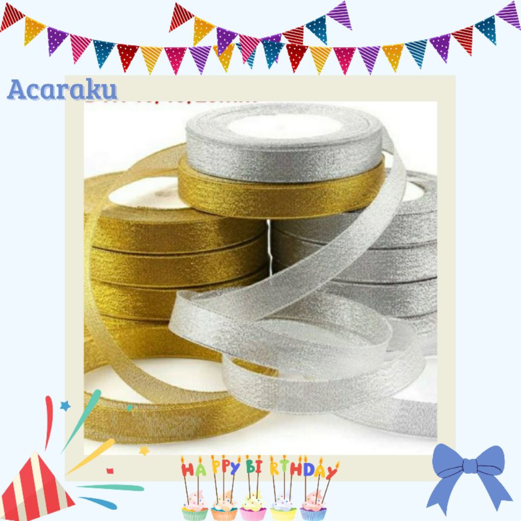 

Pita Cellophane Buket//Dekorasi Ulang Tahun Warna Silver Gold