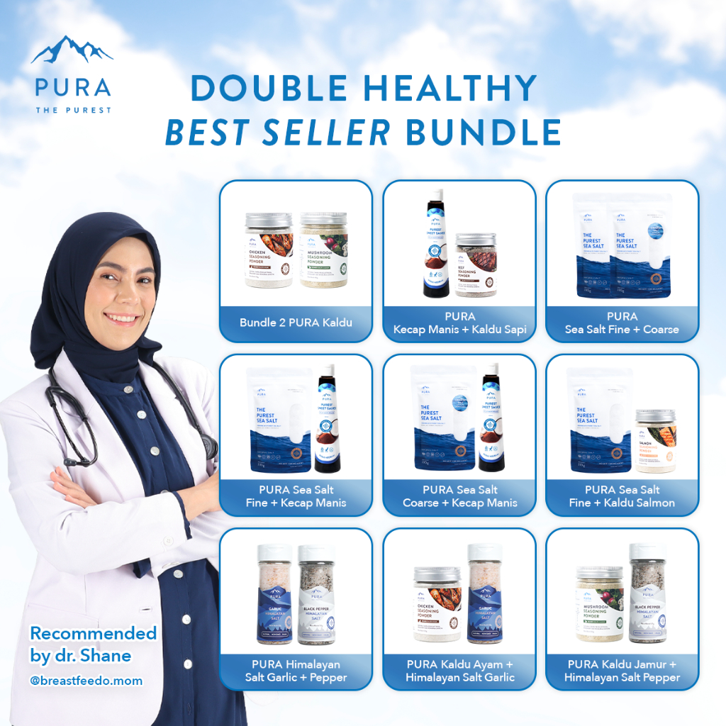 

Pura Double Healthy Best Seller Bundle! [2PCS] Kaldu Asli NON MSG 100gr Kecap Manis Rendah Gula Garam Rendah Natrium Himalayan Sea Salt Pepper Garlic