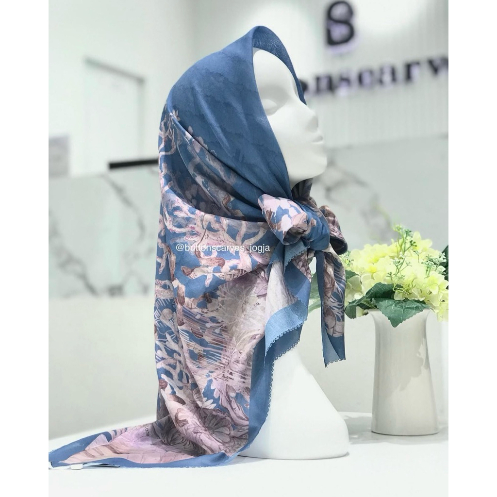 BUTTONSCARVES The Little Mermaid Satin Square Marine