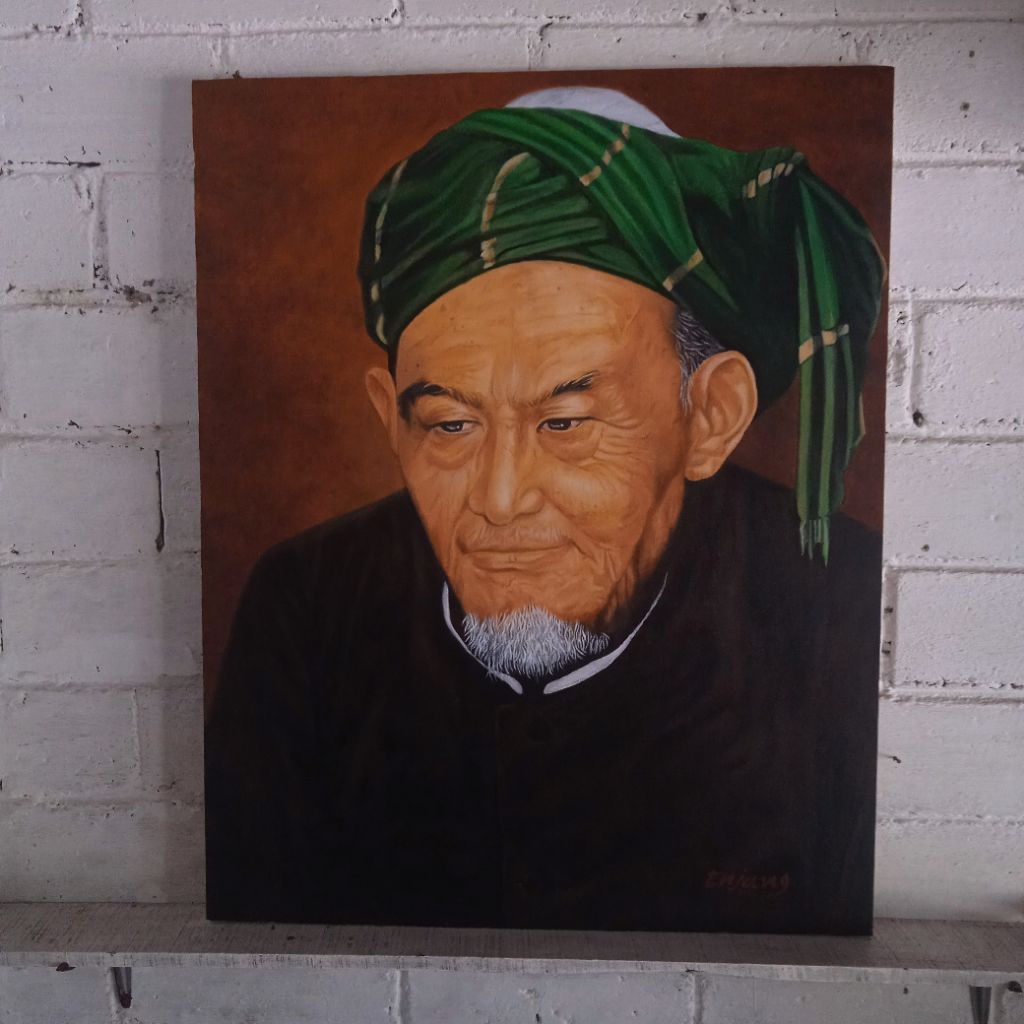 Lukisan asli kyai Hasyim asyari hiasan dinding dekorasi