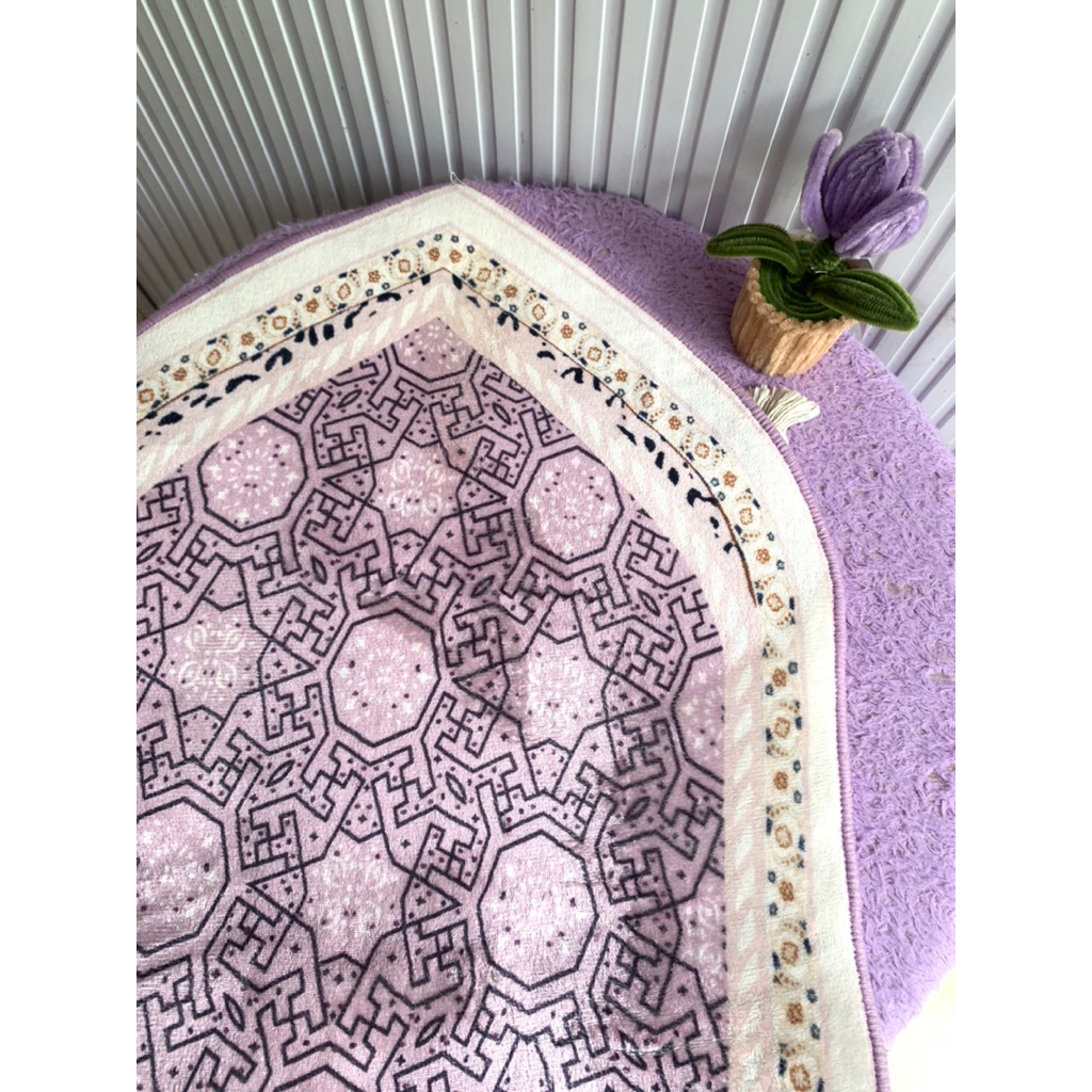 Sajadah motif elegant / sajadah tebal dan anti slip/ sejadah bulu halus aesthetic ungu