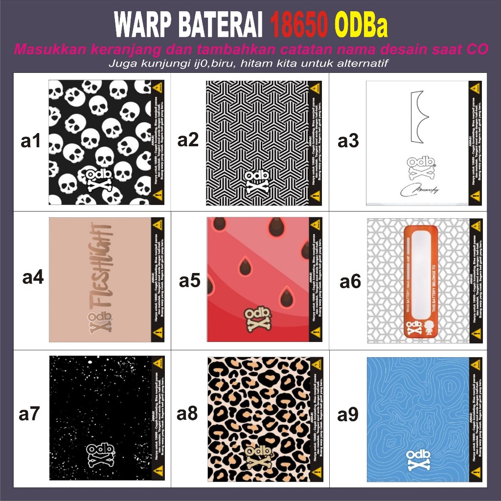 stiker wrap baterai 18650 odb new