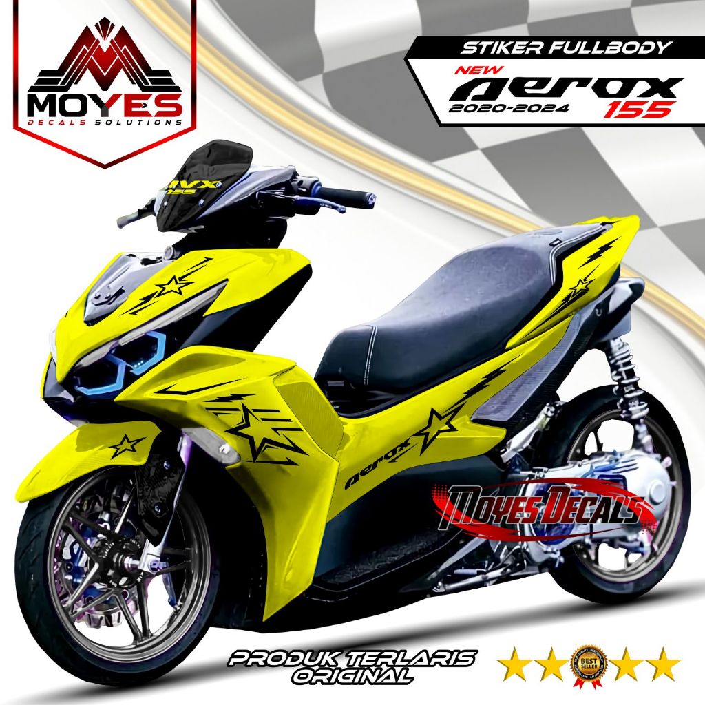 Viral Decal Stiker Full Body Yamaha Aerox 155 2020-2024 Racing Design Kuning Stiker Scotlite Aerox