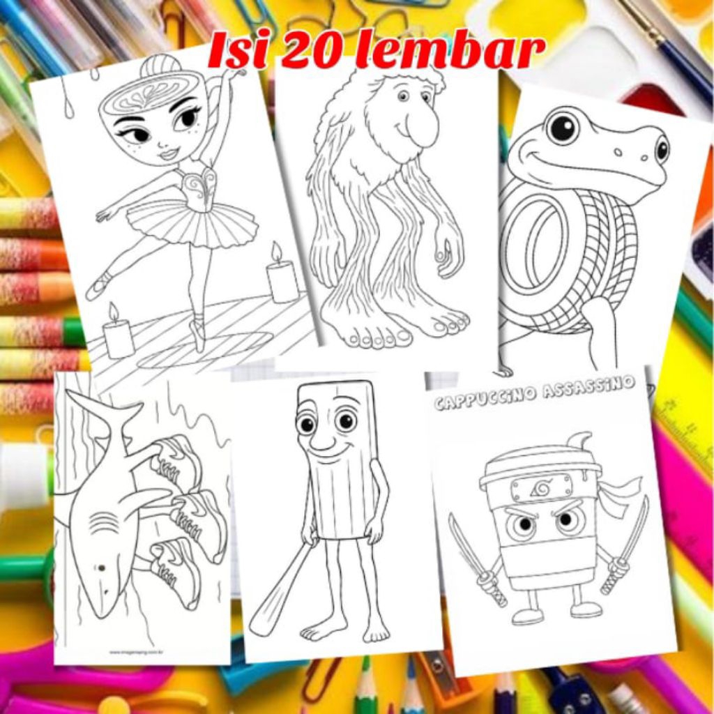 

20 LEMBAR KERTAS MEWARNAI ANAK TEMA ANOMALI/ KERTAS BERGAMBAR A5 DAN A4
