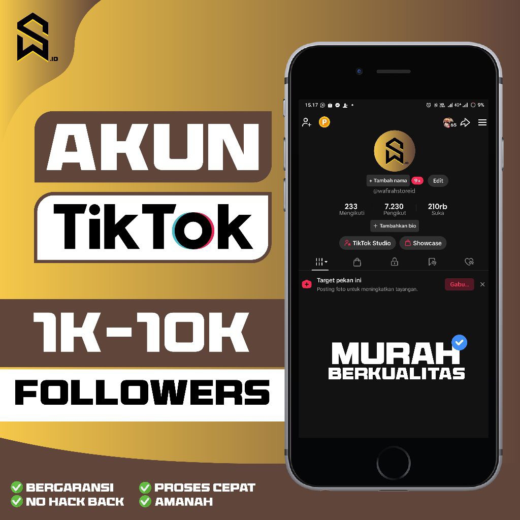 AKUN TIKTOK 1K-10K FOLLOWERS AKTIF INDO