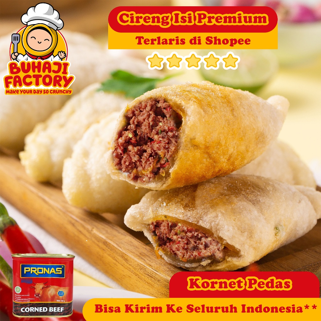 

Cireng Isi Kornet Sapi Pedas Lumer – Isi 5pcs | Frozen Food Premium Bandung by Buhaji Factory