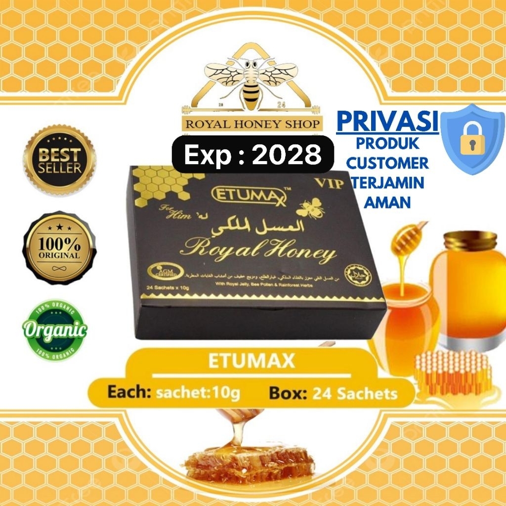 

Etumax Royal Honey VIP For Him Original Box= 24 Sachet EXP 2029