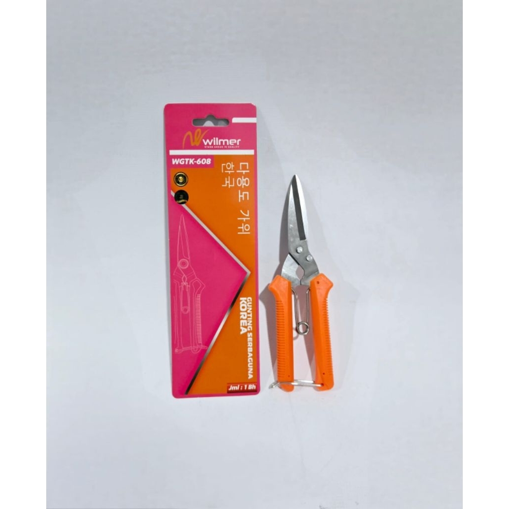 

Gunting Korea Lurus Super Tajam WILMER / Gunting Holo Baja Ringan / Gunting Grip Karet WILMER