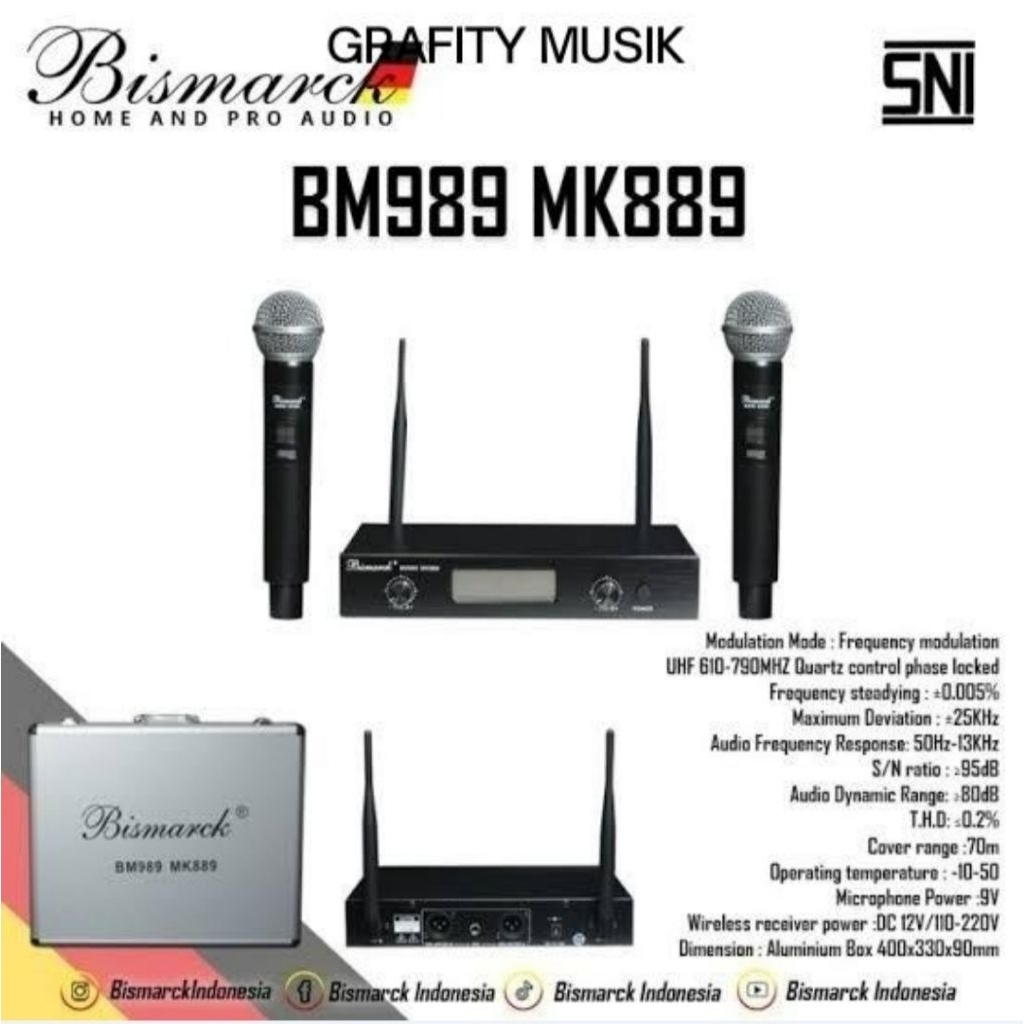 Mic Wireless Bismarck BM 989 MK 889 Original Mic Wireless Bismarck
