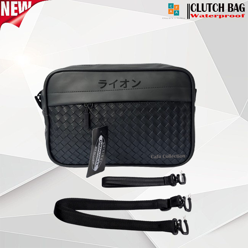 TAS SELEMPANG PRIA WATERPROOF // TAS CLUTCH BAG PRIA ANTI AIR // TAS CLUTCH MOTIF RAJUT