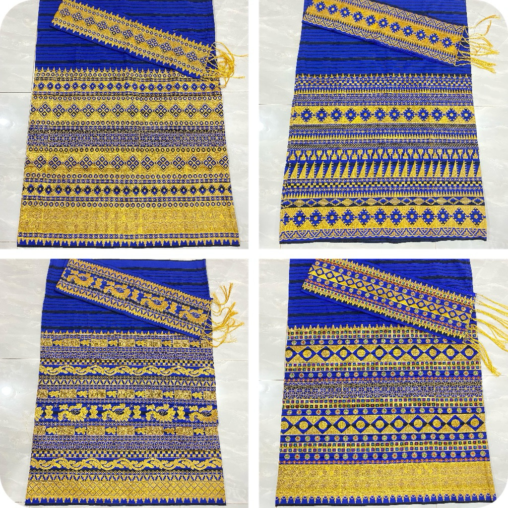 tapis lampung tenun bordir berbagai motif warna biru
