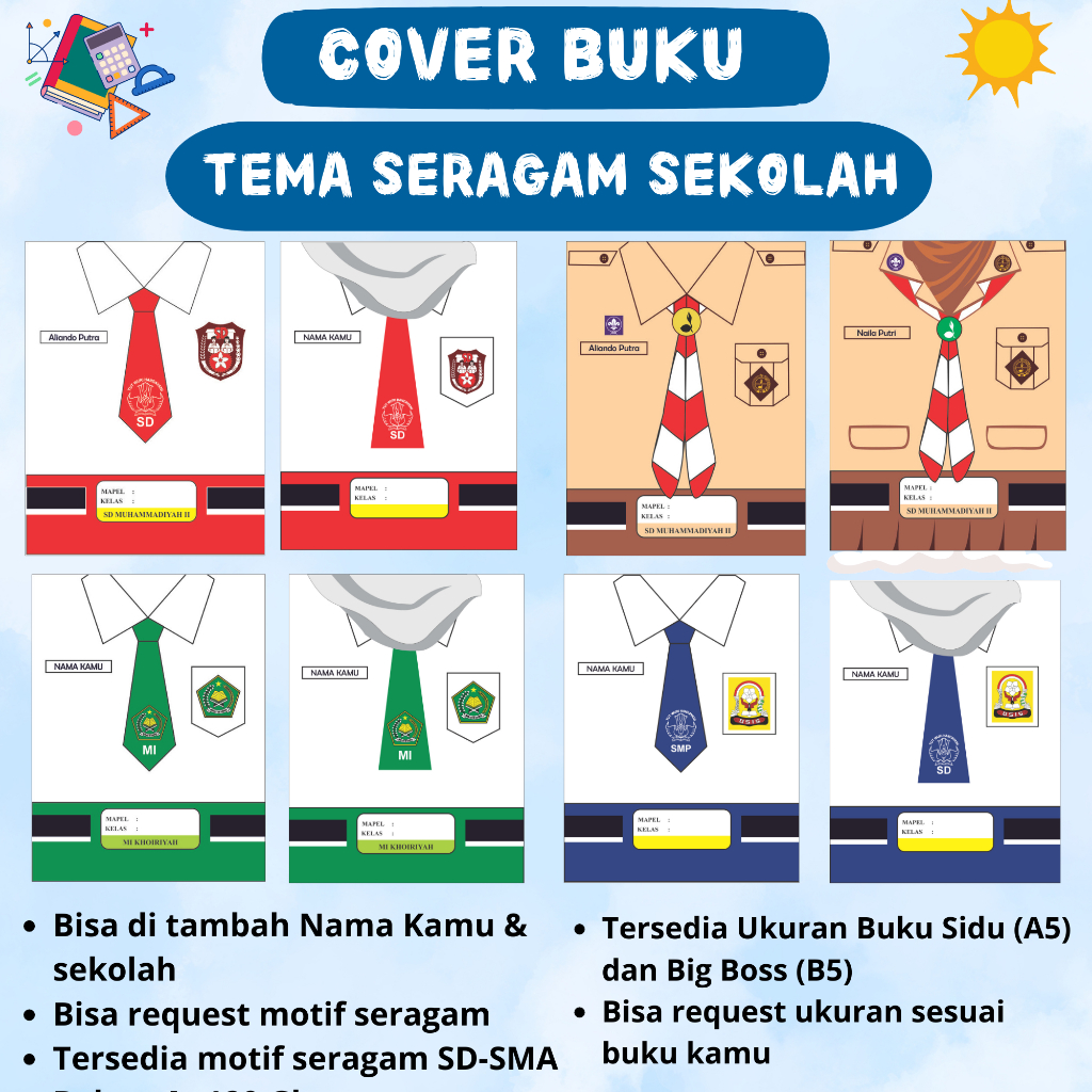 

Sampul Buku Satu Lembar Custom Nama untuk Sekolah/cover buku/Sampul Buku Tulis Custom