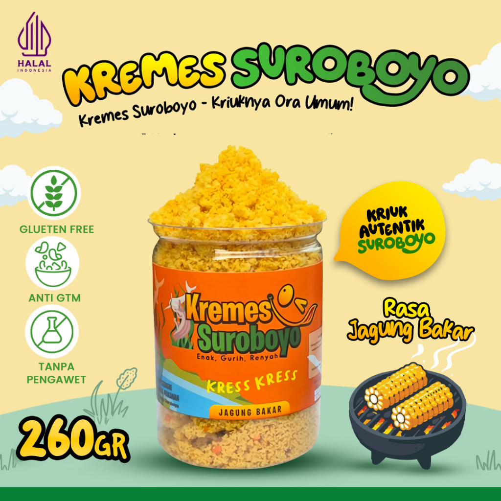 

Kremes | Kremes Jagung Bakar Kremes Suroboyo 260gr – Super Renyah | Tanpa Pengawet | Camilan Anak & Topping