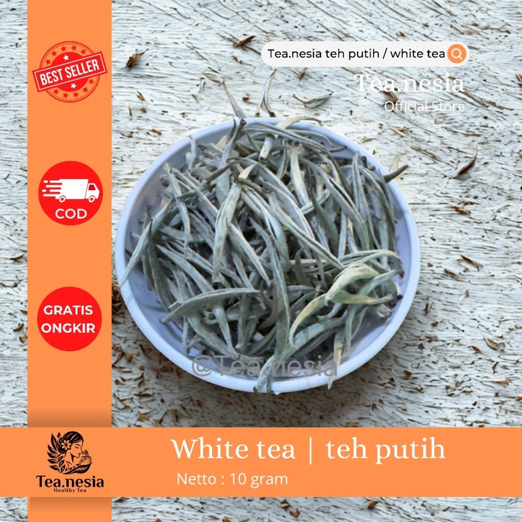 

teh putih white tea silver needle 10 gram , teh detox diet pelangsing kecantikan