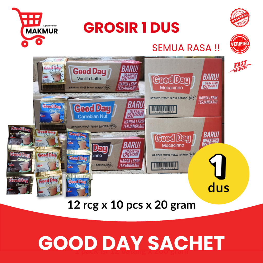 

KOPI GOOD DAY 1 DUS isi 12 renceng x 10 pcs x 20 gram (120 pcs) GROSIR Tkmakmur24
