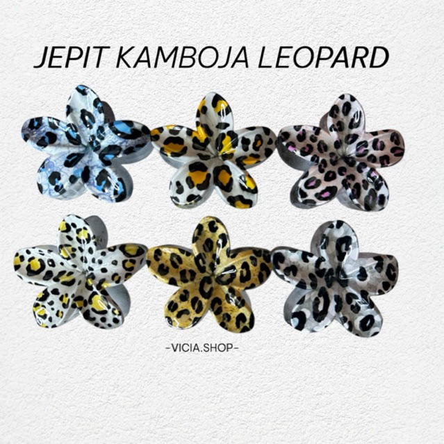 JEPIT BUNGA KAMBOJA/ JEDAI KAMBOJA MOTIF LEOPARD/ Jepit motif macan tutul - Accesories rambut
