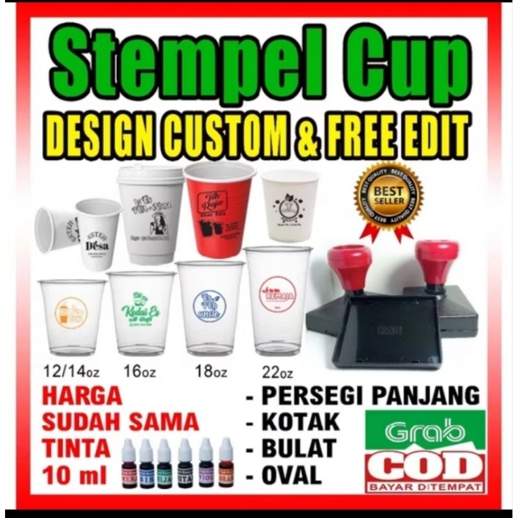 stempel plastik / stempel sterofom / stempel cup plastik FREE tinta refil