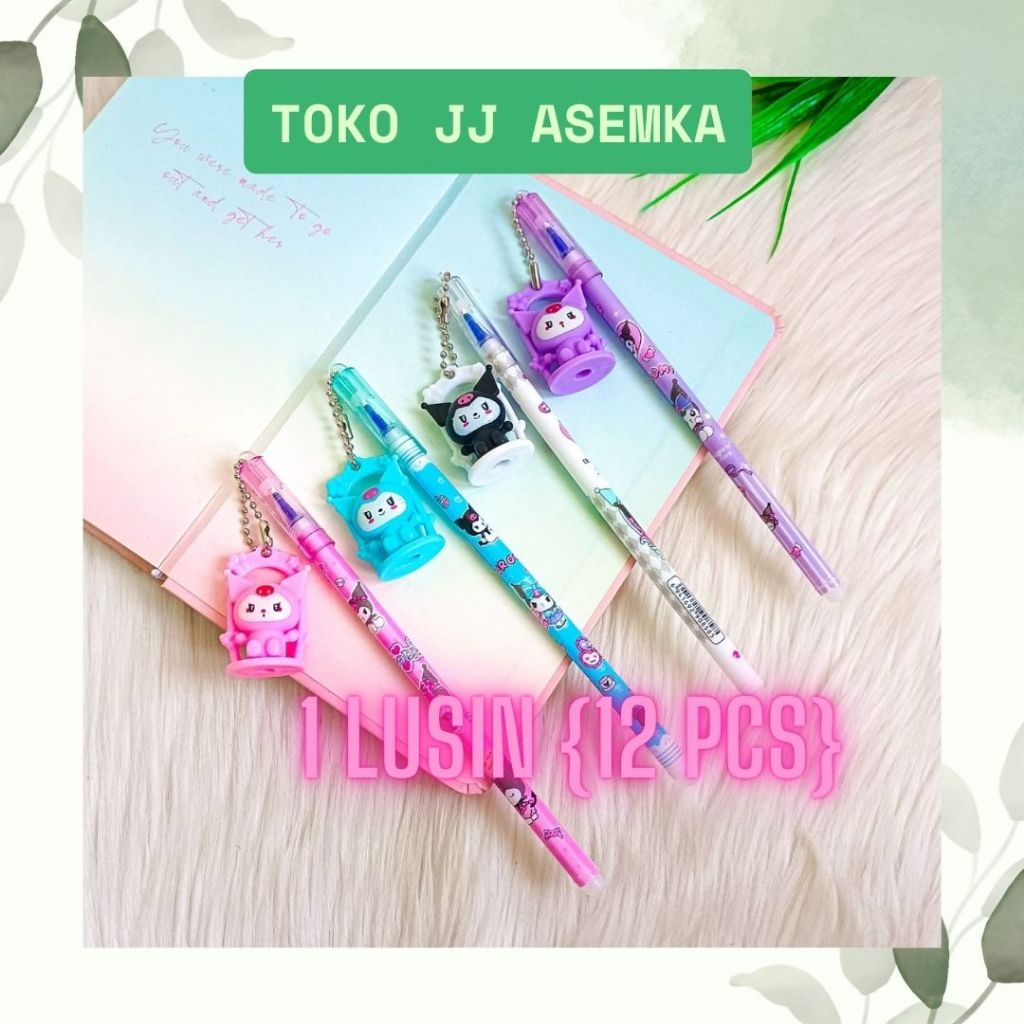 

12 PULPEN GANTUNGAN KUROMI NAIK AYUNAN LUCU IMUT KARAKTER ALAT TULIS SEKOLAH MURAH COD