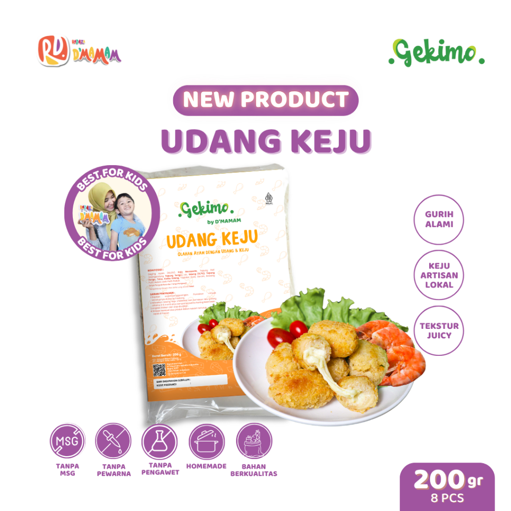 

NEW LAUNCHING! Udang Keju Gekimo by D'MAMAM Nugget Udang Keju Cemilan Lauk Anak Non MSG Non Pengawet