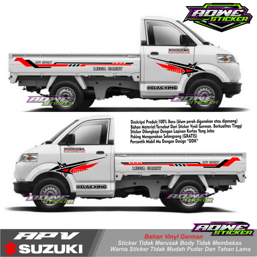 STICKER STICKER CUTTING MOBIL PICK UP MEGA CARRY APV DRIVER MUDA BISA CUSTOM NAMA