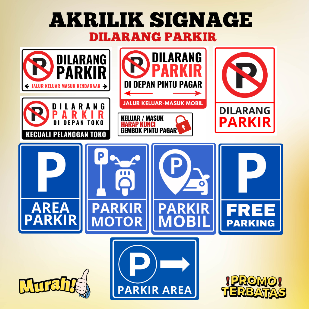 

CKS15 Akrilik Dilarang Parkir/Area Parkir Ukuran Besar A3