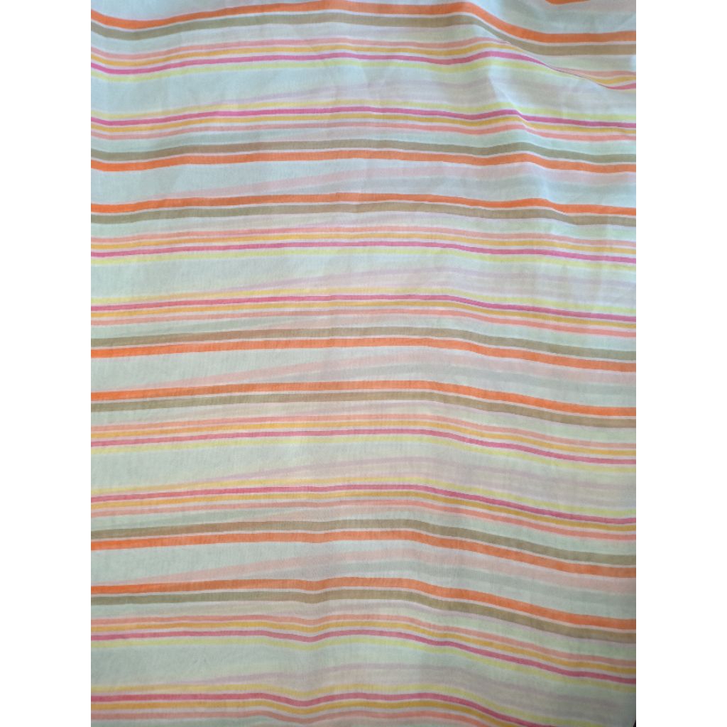 KAIN CERUTI MOTIF SALUR PINK KUNING ORANGE DASAR HIJAU MINT (2,3 m = Rp53.000)