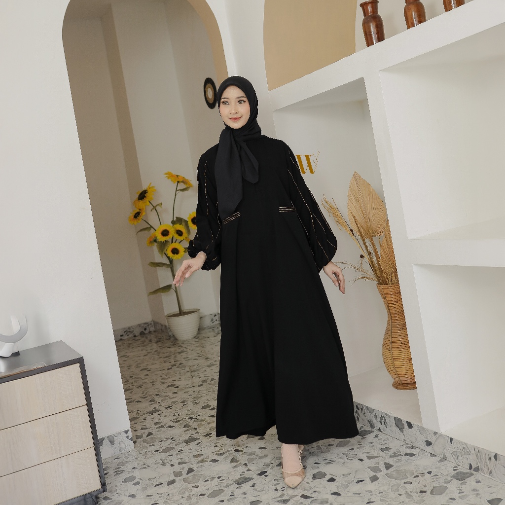 Widodari - Ameera Abaya Jet Black (Abaya Umroh Hitam Elegan)