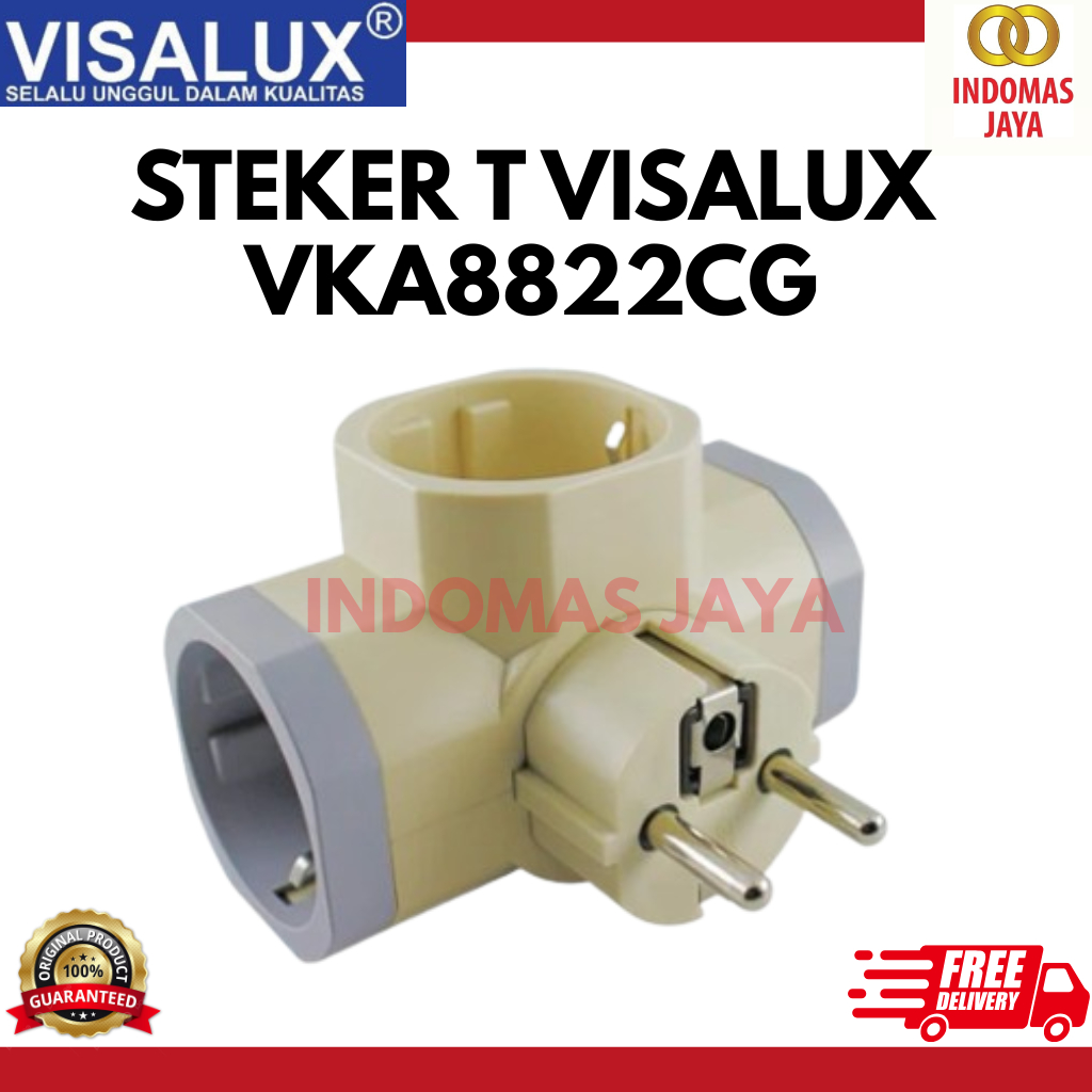 Steker T Arde Tee Kombinasi Colokan Cabang 3 Stop Kontak Visalux V 8822 CG V8822CG SNI