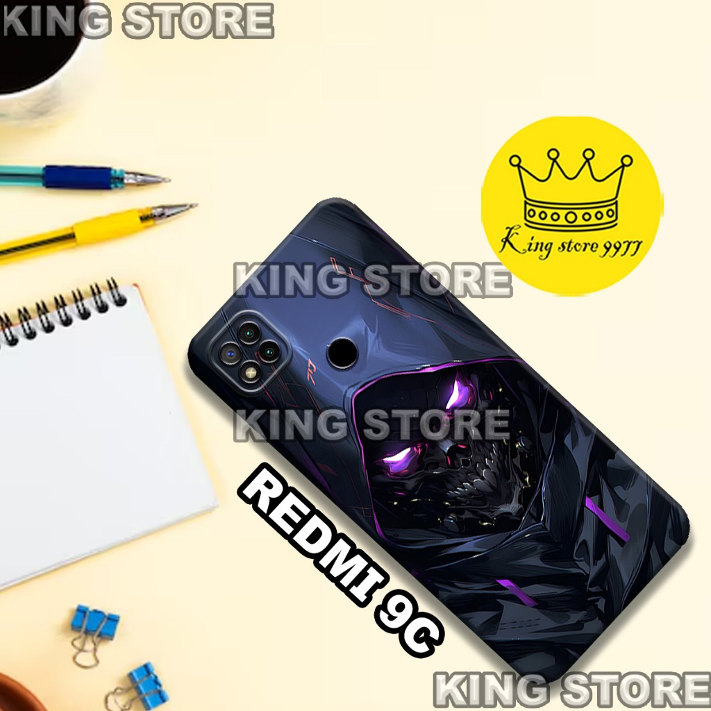 (KS12)  Softcase karet untuk REDMI 9C Motif gambar karakter Skull/casing REDMI 9C terbaru/kesing hp/