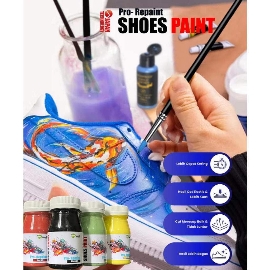 Cat Sepatu Warna Warni Shoe Paint Well Pro Leather Paint Shoes Cat Kulit Sintetis Tas Canvas Suede R
