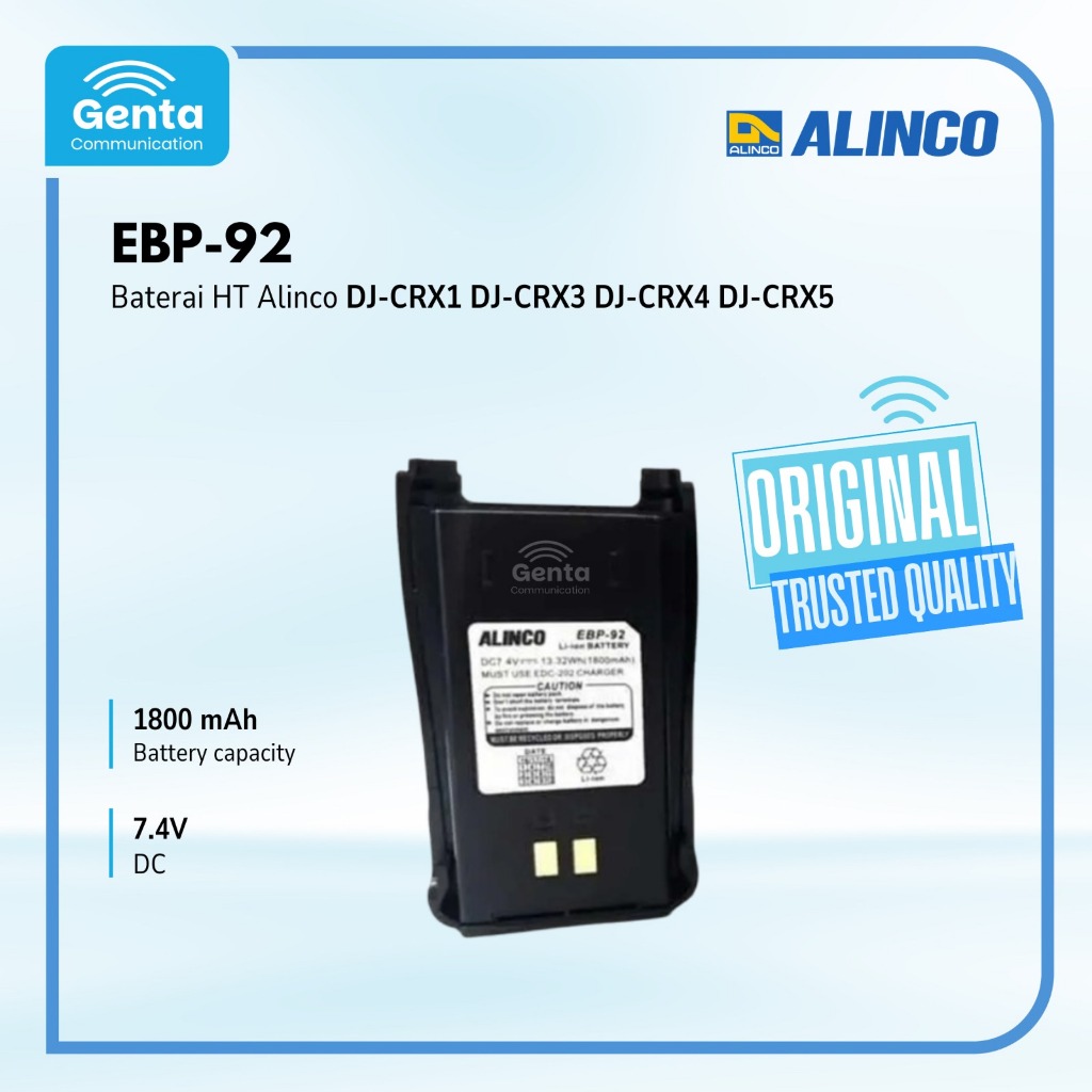 Alinco EBP-92 EBP92 EBP 92 / Baterai Ori HT DJ-CRX1 DJ-CRX3 DJ-CRX4 DJ-CRX5 EBP92 100% ORIGINAL