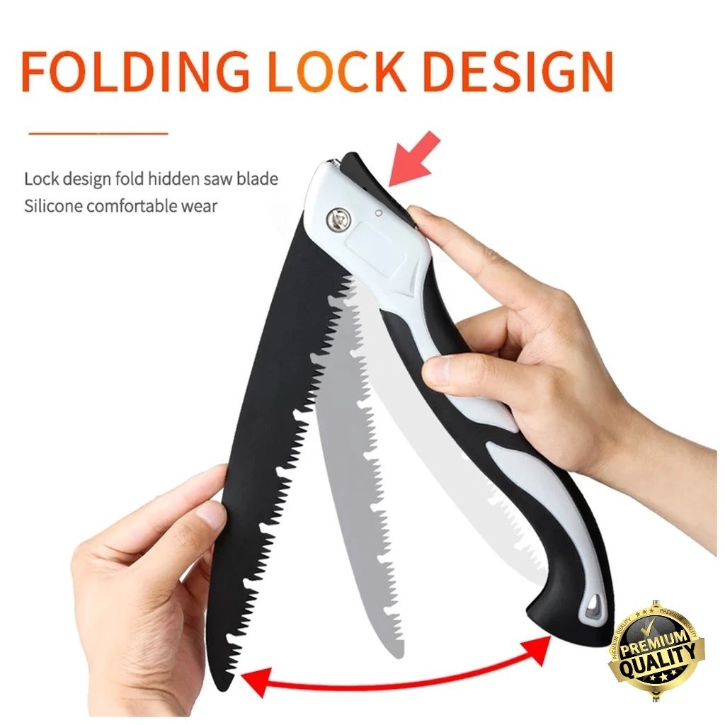 Gergaji Tangan Lipat Pisau Baja | Gergaji Lipat Alat Potong Kayu Portable Anti Slip