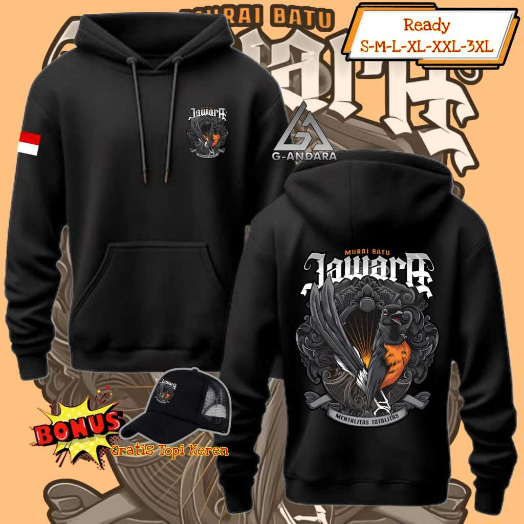 HOODIE JUMPER MURAI BATU JAWARA READY BONUS TOPI