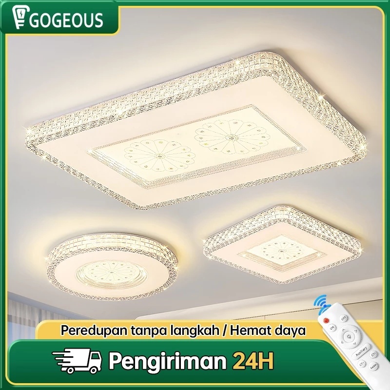 Lampu Plafon Minimalis Modern Persegi Pvc 36/45/96W 3 Warna Ruang Tamu Kamar Tidur Lampu Plafon Kris