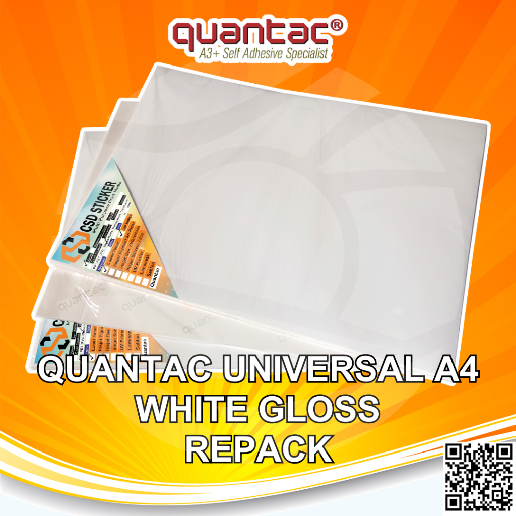

QUANTAC UNIVERSAL Sticker Vinyl A4 Stiker Digital Print - REPACK