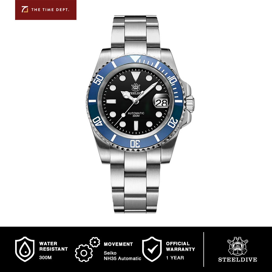 SD1953 Submarine Blue Bezel Black Dial Jam Tangan Automatic Mesin Seiko NH35A Japan Automatic Moveme