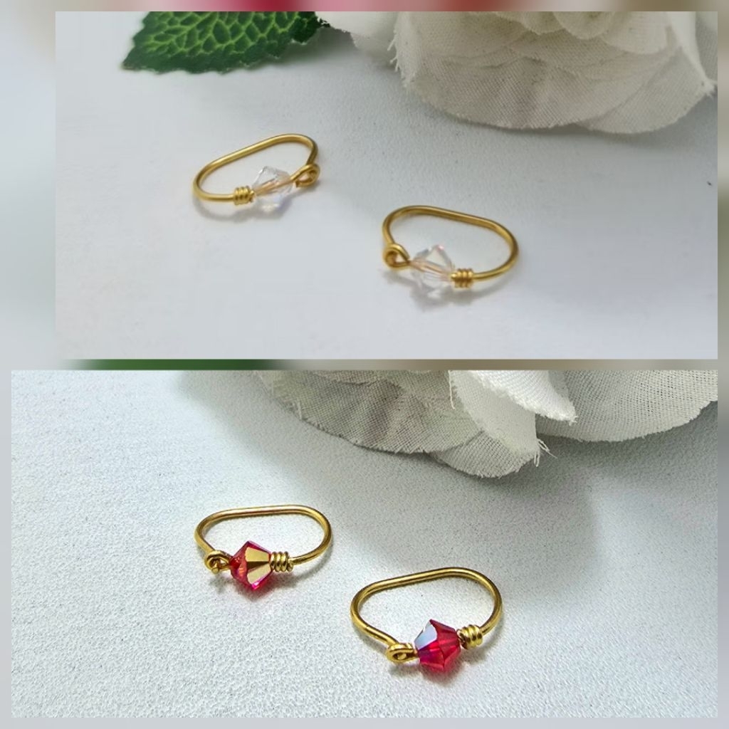 Anting Anak Emas Muda Model Kenip Kristal Putih