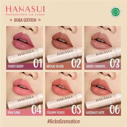 HANASUI MATTEDORABLE LIP CREAM BOBA EDITION VARIAN NO 01 SAMPAI 06 ISI 4g