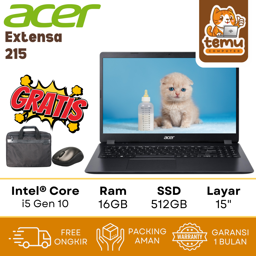 Laptop Acer Extensa 215-51G Core i5 Gen 10 Ram 16GB SSD 512GB - NVIDIA GeForce MX 230 2GB - Second