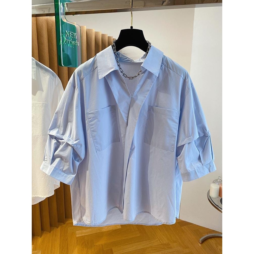 COD-COTTON V-NECK TWIST BLOUSE WANITA KATUN PREMIUM | Blus Wanita