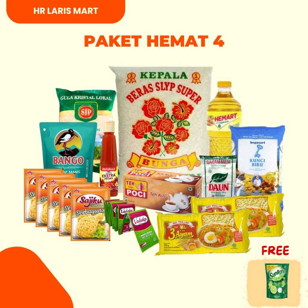 

Paket Sembako Hemat 4/Beras/Kecap/Minyak Goreng/Gula Pasir
