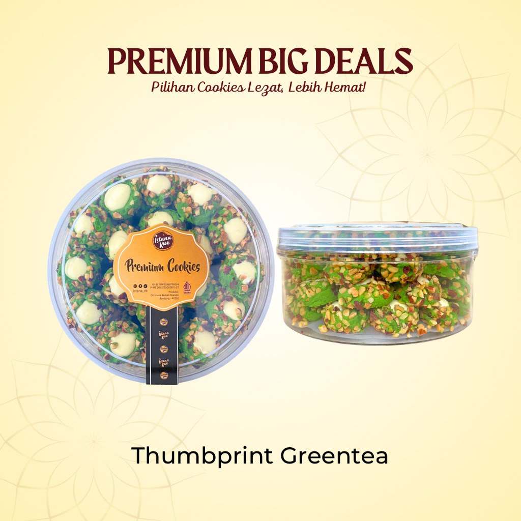 

ISTANA KUE KERING THUMBPRINT ALMOND GREENTEA | Kue Matcha Renyah dan Coklat Putih Lumer