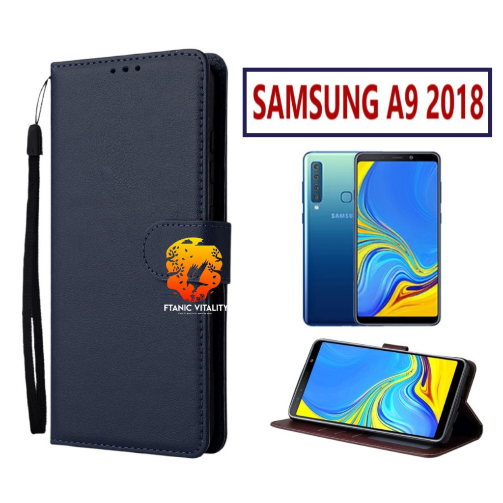 FLIP LEATHER CASING SAMSUNG A9 2018 CASE KULIT FLIP WALLET LEATHER DOMPET KULIT PREMIUM SARUNG BUKA 