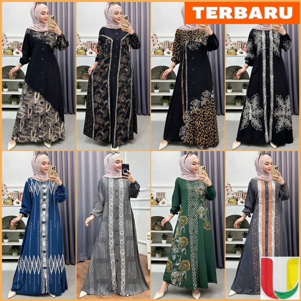 Batik Usman - Terbaru Gamis twill rayon premium ori pekalongan cap malaman Home Dress Muslim Jumbo -